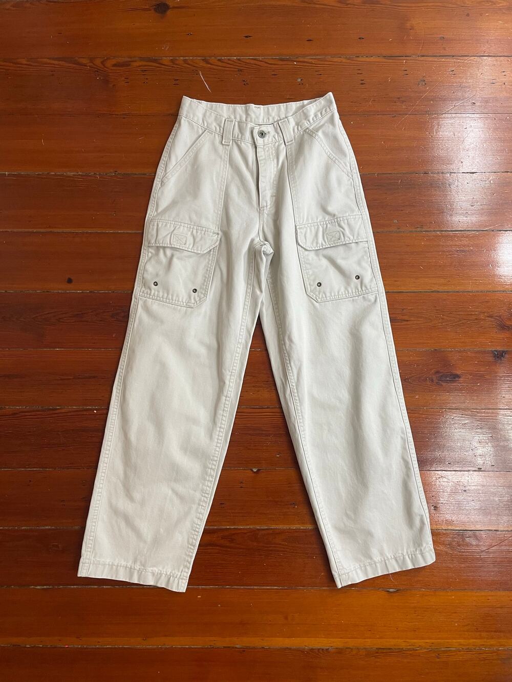 Vintage Lee Dungarees Khaki Cargo Pants Small Y2K Utility Wide Leg
